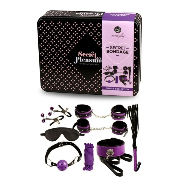 SET 8 PIEZAS BDSM MORADO-NEGRO